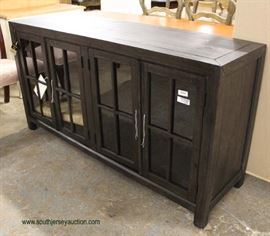 NEW Contemporary Mahogany Finish 4 Door Credenza with Touch Me Lights and Tags – auction estimate $200-$400 
