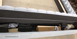  NEW Contemporary Upholstered Button Tufted King Size Bed with Upholstered Rails

and Lift Top Storage Bench with Hardware – auction estimate $300-$600 