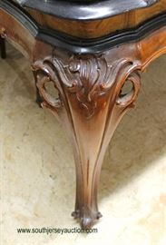 ANTIQUE 9 Piece Exotic Burl Walnut Framed in Glass Top French Style Dining Room Table with 8 Dining Room Chairs – auction estimate $400-$800 