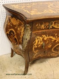 Fancy French Style all Inlaid 3 Drawer Chest with Applied Bronze – auction estimate $300-$600 