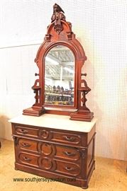BEAUTIFUL ANTIQUE 3 Piece Walnut Victorian Full Size High Back Bed with Matching Marble Top Dresser and Nightstand  circa 1870’s nice Condition – auction estimate $1000-$2000 