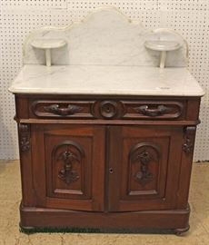 BEAUTIFUL ANTIQUE 3 Piece Walnut Victorian Full Size High Back Bed with Matching Marble Top Dresser and Nightstand  circa 1870’s nice Condition – auction estimate $1000-$2000 