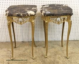 SOLID Bronze and Marble 3 Piece Living Room Table Set in the French Style – may be offered separate – auction estimate $400-$800