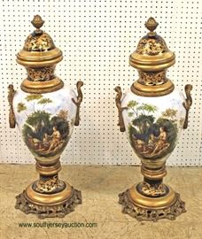 PAIR of Porcelain and Bronze in the manner of Sevres Urns – auction estimate $500-$1000 