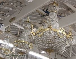 Large Selection of Bronze and Crystal Chandeliers – auction estimate $100-$400 each 