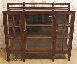 ANTIQUE Mission Oak All Original China Cabinet with Open Plate Rack in the manner of LJ&G Stickley made in Grand Rapids Michigan – auction estimate $1000-$2000 