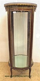  ANTIQUE Marble Top Round French Crystal Cabinet with Applied Bronze in very good condition approximately 5’ Tall – auction estimate $400-$800

  