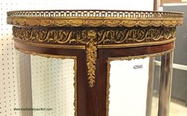  ANTIQUE Marble Top Round French Crystal Cabinet with Applied Bronze in very good condition approximately 5’ Tall – auction estimate $400-$800

  