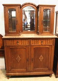  ANTIQUE French Marble Top Buffet with Mirror Double Curio Top – auction estimate $300-$600

  