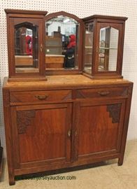 ANTIQUE French Marble Top Buffet with Mirror Double Curio Top – auction estimate $300-$600

  
