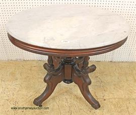 ANTIQUE Oval Marble Top Victorian Parlor Table – auction estimate $200-$400 