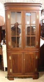 SOLID Cherry 12 Pane Bracket Foot Corner Cabinet by “Craftique Furniture” – auction estimate $400-$800 