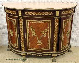 French Style Marble Top Credenza with Elaborate Applied Bronze and Bronze Paw Feet – auction estimate $300-$600 