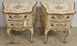 PAIR of Italian Paint Decorated 2 Drawer Stands – auction estimate $200-$400 