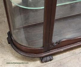 ANTIQUE Carved Mahogany Curve Glass Mirror Back China Cabinet – auction estimate $300-$600 