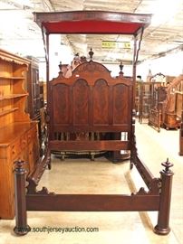  IMPRESSIVE ANTIQUE Renaissance Revival Empire Half Tester Bed in the Burl Mahogany circa 1840’s -1860’s – auction estimate $1000-$2000

  