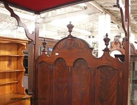  IMPRESSIVE ANTIQUE Renaissance Revival Empire Half Tester Bed in the Burl Mahogany circa 1840’s -1860’s – auction estimate $1000-$2000

  