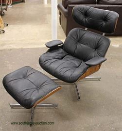 Mid Century Modern Laminated Rosewood Eames Style Chair and Ottoman by “Doerner Faultless” – auction estimate $400-$800 