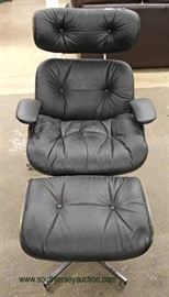 Mid Century Modern Laminated Rosewood Eames Style Chair and Ottoman by “Doerner Faultless” – auction estimate $400-$800 