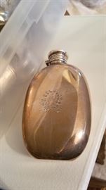 Vintage glass and silver flask