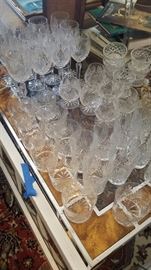 Many very nice antique and vintage crystal glasses