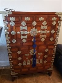 Antique Korean Chest Silver Mounts