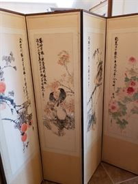 Hand Painted 8 Panel Asian Screen