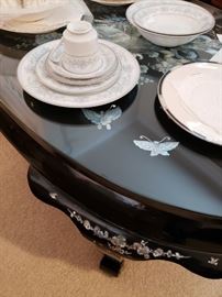 Black Lacquer Mother of Pearl Inlaid Table