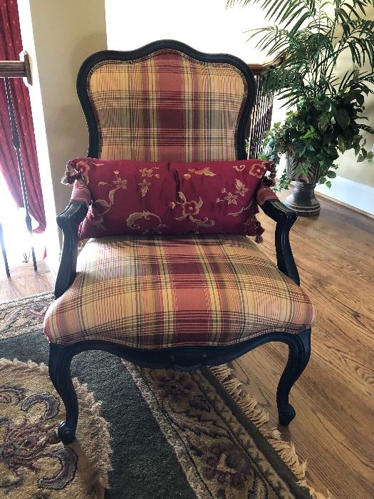 Pair of Drexel chairs with custom upholstery
