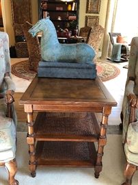 Ethan Allen tiered cane end table