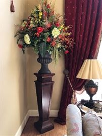 Large pedestal with custom faux floral arrangement