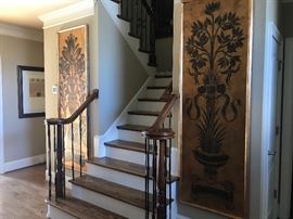 2 large gold topiary rubbing plaques