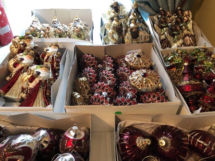 Beautiful glass Christmas ornaments-angels, Santas, balls, shopping bags