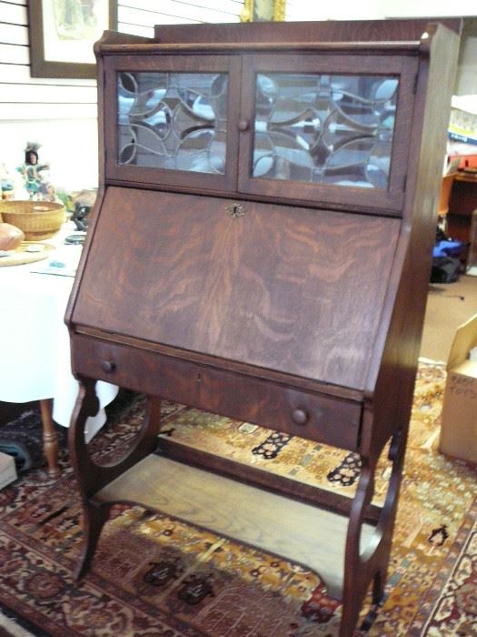 Oak Drop front Secretary with leaded glass Starting at $299