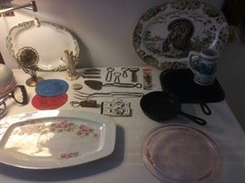 Beer openers. Cast iron cooking pans. 