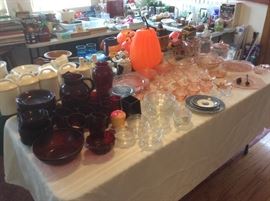 Pink depresson glass