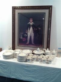 CHINA DISH SET WITH PORTRAIT. China set $95.00