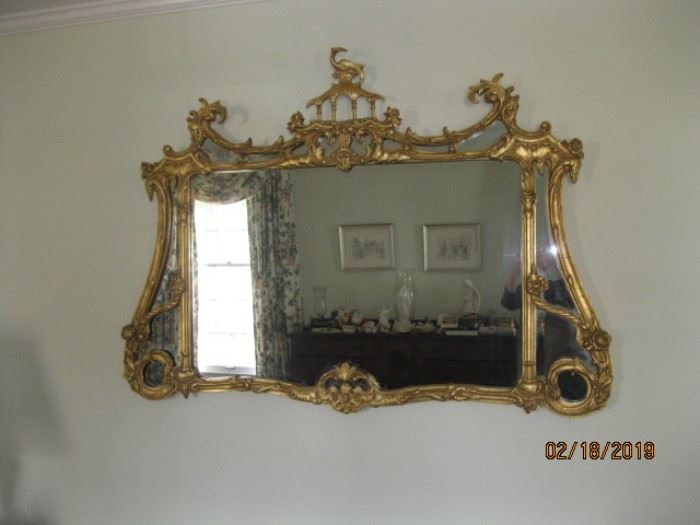 Gilt Chinese Chippendale Style Mirror