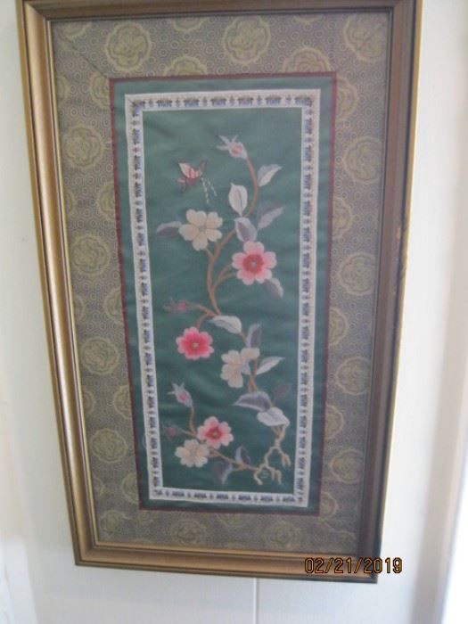 Chinese Framed Silk Panel
