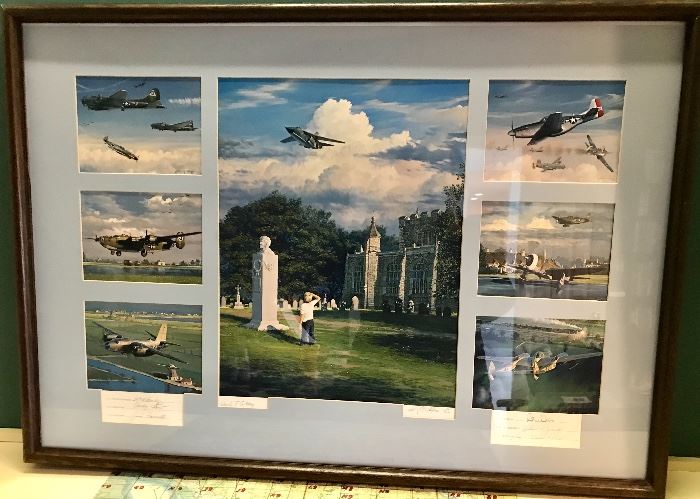 Art work with original signatures of the test pilots of the planes shown