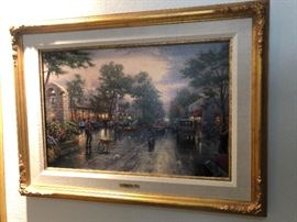 *Signed* Numbered Thomas Kinkade Carmel Sunset on Ocean Avenue Painting DNA	35x27in