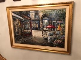 	*Signed* Vadik Suljakov Hotel Des Liones Canvas Serigraph Painting	57x41in
