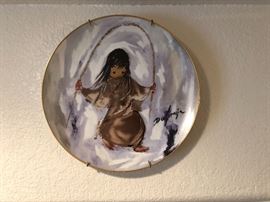 Many Framed DeGrazia Plates  