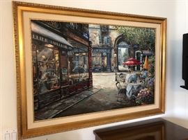 *Signed* Vadik Suljakov Hotel Des Liones Canvas Serigraph Painting    57x41in  