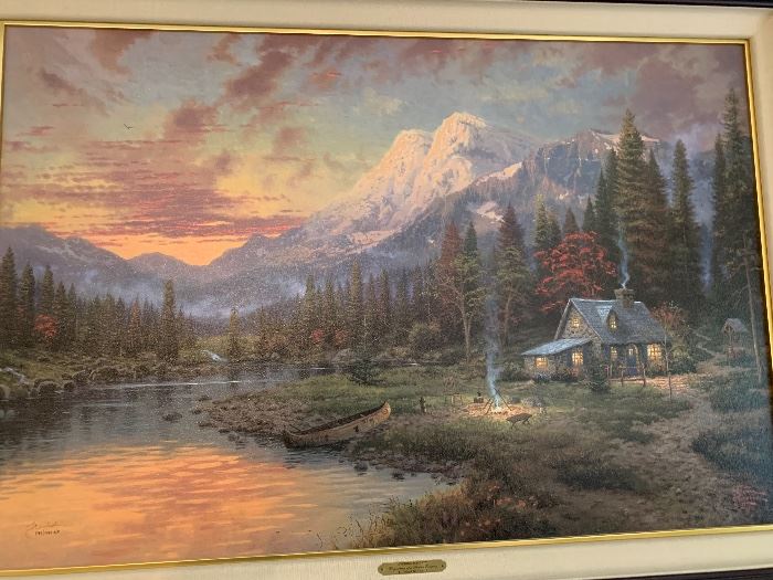 *Signed* Numbered Thomas Kinkade Evening Majesty Painting DNA    44x32in 