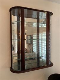 Howard Miller Collectors Cabinet Wall Mounted Mirror Back Display Case #1    33x28x7.75in    HxWxD