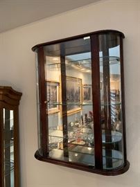 Howard Miller Collectors Cabinet Wall Mounted Mirror Back Display Case #2    33x28x7.75in    HxWxD