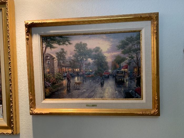*Signed* Numbered Thomas Kinkade Carmel Sunset on Ocean Avenue Painting DNA    35x27in   
