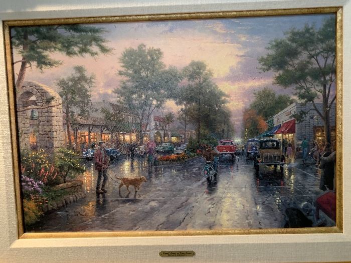 *Signed* Numbered Thomas Kinkade Carmel Sunset on Ocean Avenue Painting DNA    35x27in   