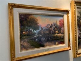 *Signed* (On Back) Numbered Thomas Kinkade Cobbelston Bridge Painting DNA    36x26in  